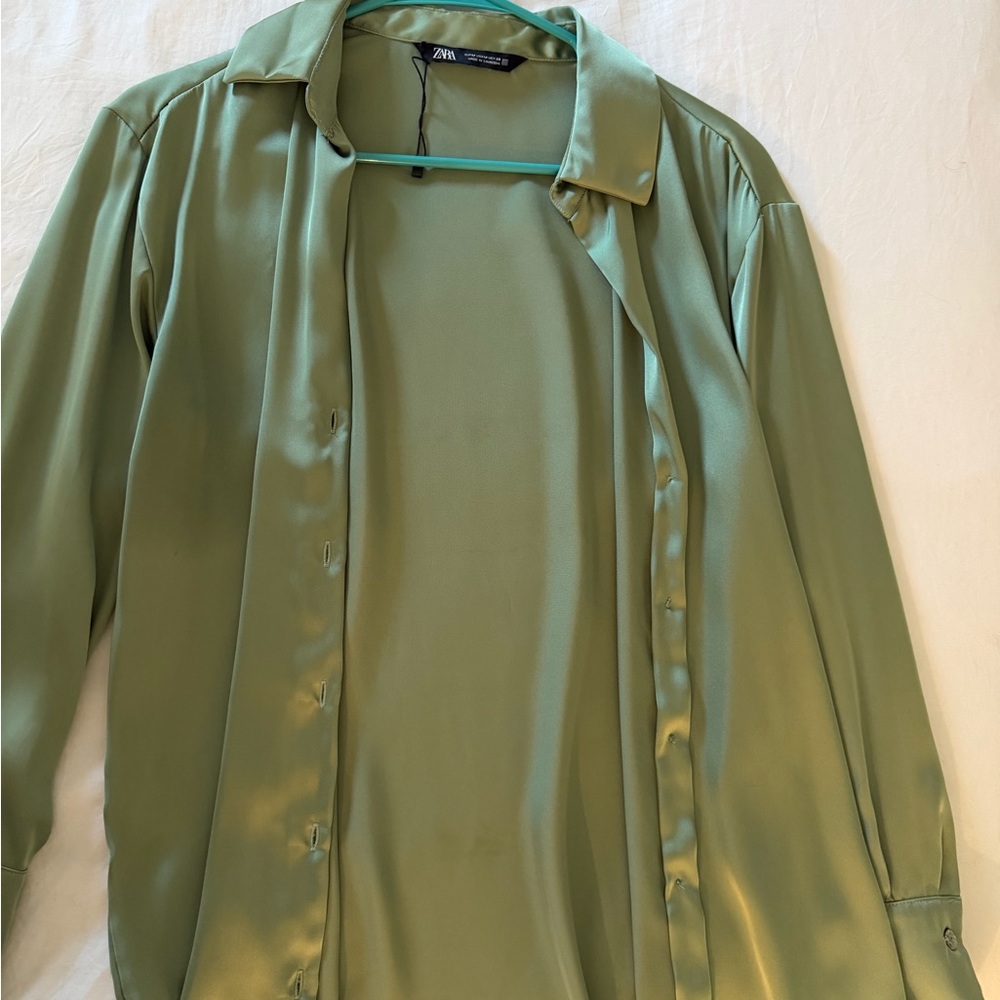 Zara Green Satin Top